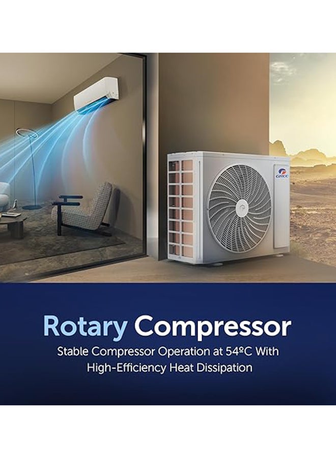 Gree 1.0 Ton Split Air Conditioner with Rotary Compressor | 3D Air Flow | WIFI | Turbo Mode | I-Feel Function | Gold Fin |  5 Years Full Warranty + 5 Years Spare Parts PULAR-R12C3 White - Image 5