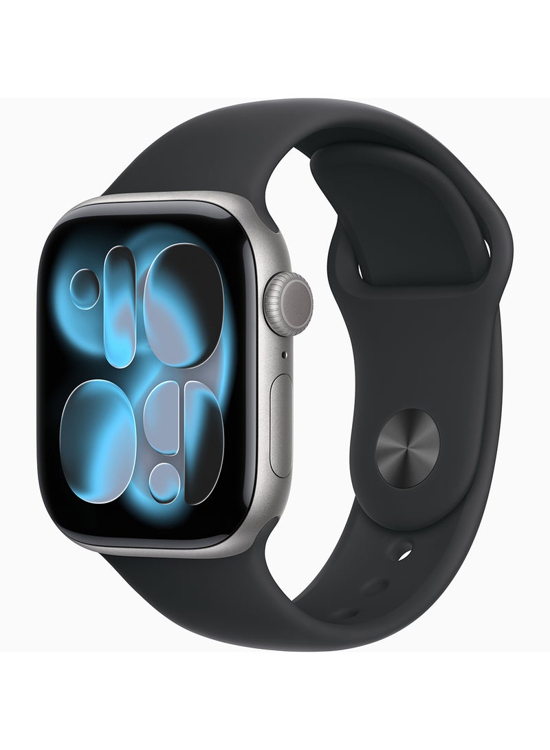 Apple Watch Series 11 GPS + Cellular 42mm Space Grey Aluminium Case With Black Sport Band SG Case - S/M - Image 1