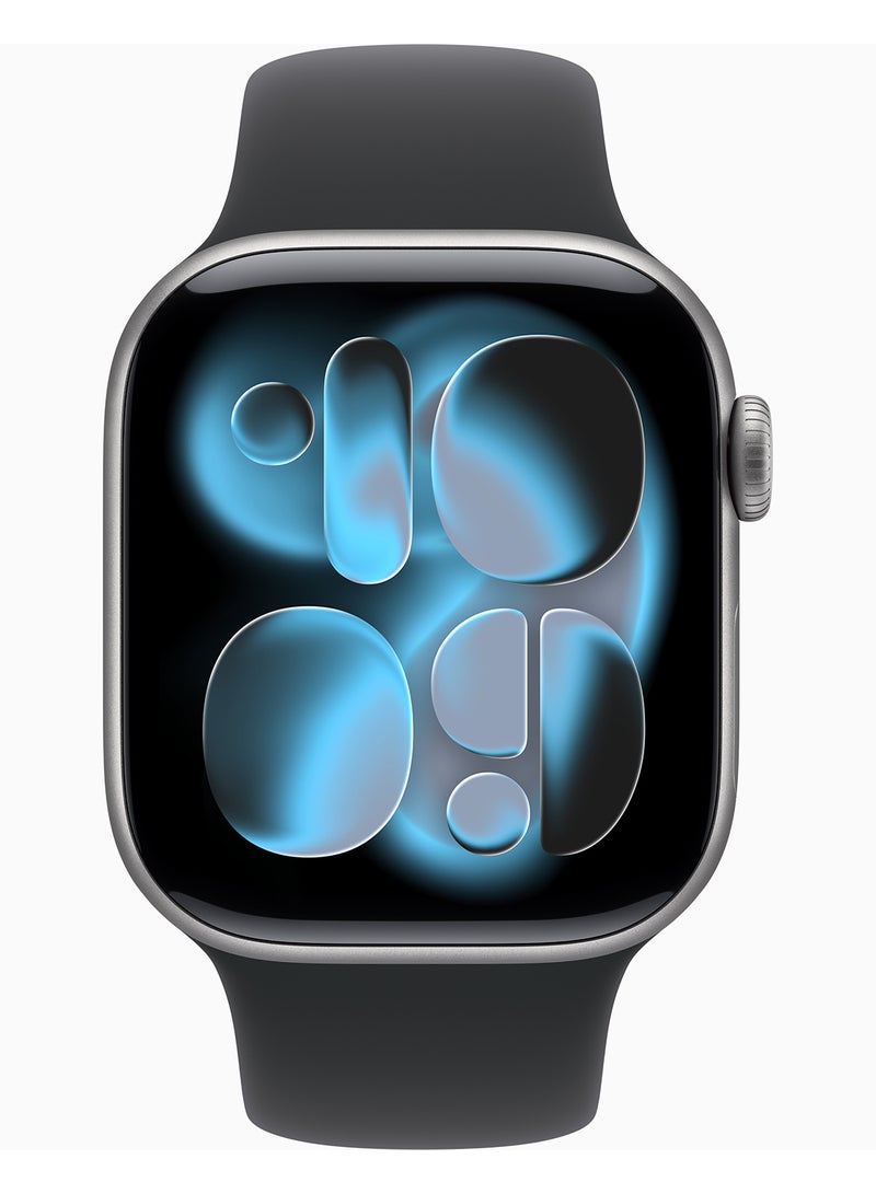 Apple Watch Series 11 GPS + Cellular 42mm Space Grey Aluminium Case With Black Sport Band SG Case - S/M - Image 2