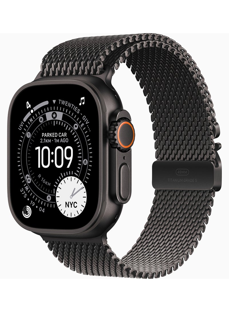 Apple Watch Ultra 3 GPS + Cellular 49mm Black Titanium Case With Black Titanium Milanese Loop - Medium - Image 1