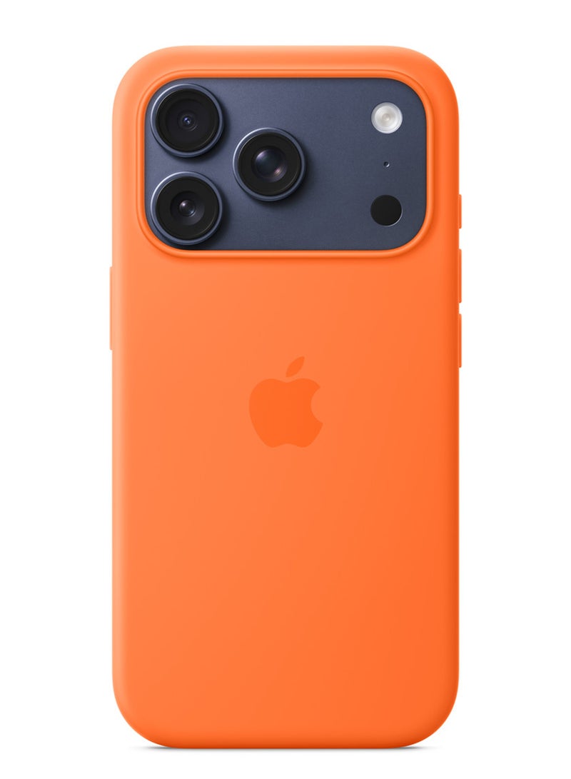 ابل  iPhone 17 Pro Silicone Case with MagSafe – Orange - Image 3