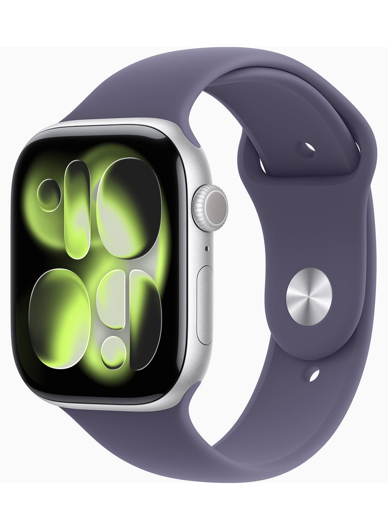 Apple Watch Series 11 GPS 46mm Silver Aluminium Case With Purple Fog Sport Band - M/L - Image 1