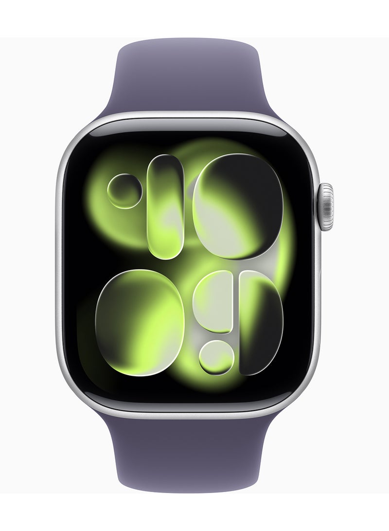Apple Watch Series 11 GPS 46mm Silver Aluminium Case With Purple Fog Sport Band - M/L - Image 2