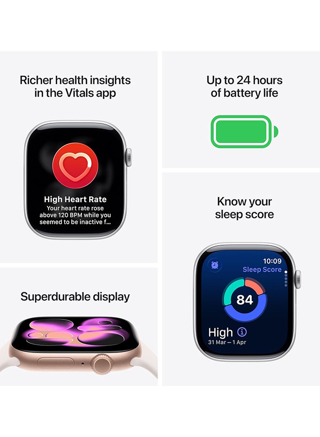 Apple Watch Series 11 GPS 46mm (Middle East Version) Silver Aluminium Case With Purple Fog Sport Band - M/L - Image 4