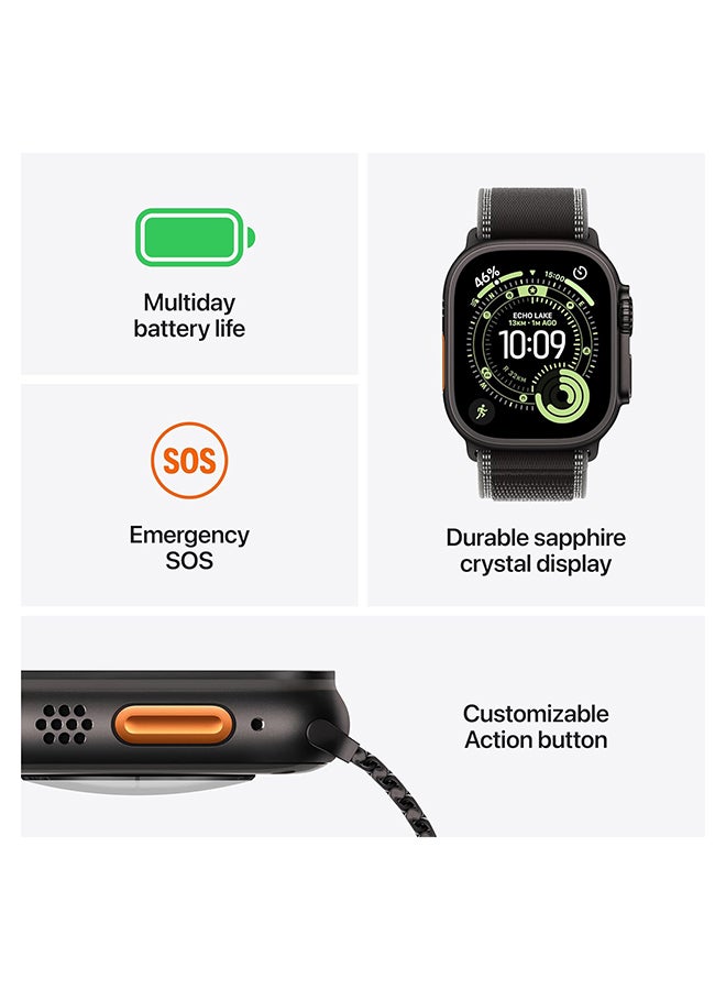 Apple Watch Ultra 3 GPS + Cellular 49mm (Middle East Version) Black Titanium Case With Black Ocean Band - Image 4