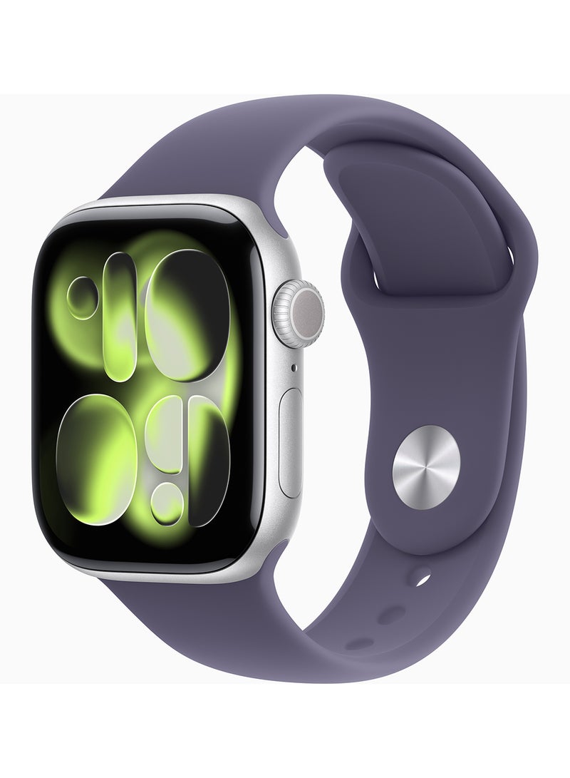 Apple Watch Series 11 GPS + Cellular 42mm (TDRA Version) Silver Aluminium Case With Purple Fog Sport Band - M/L - Image 1