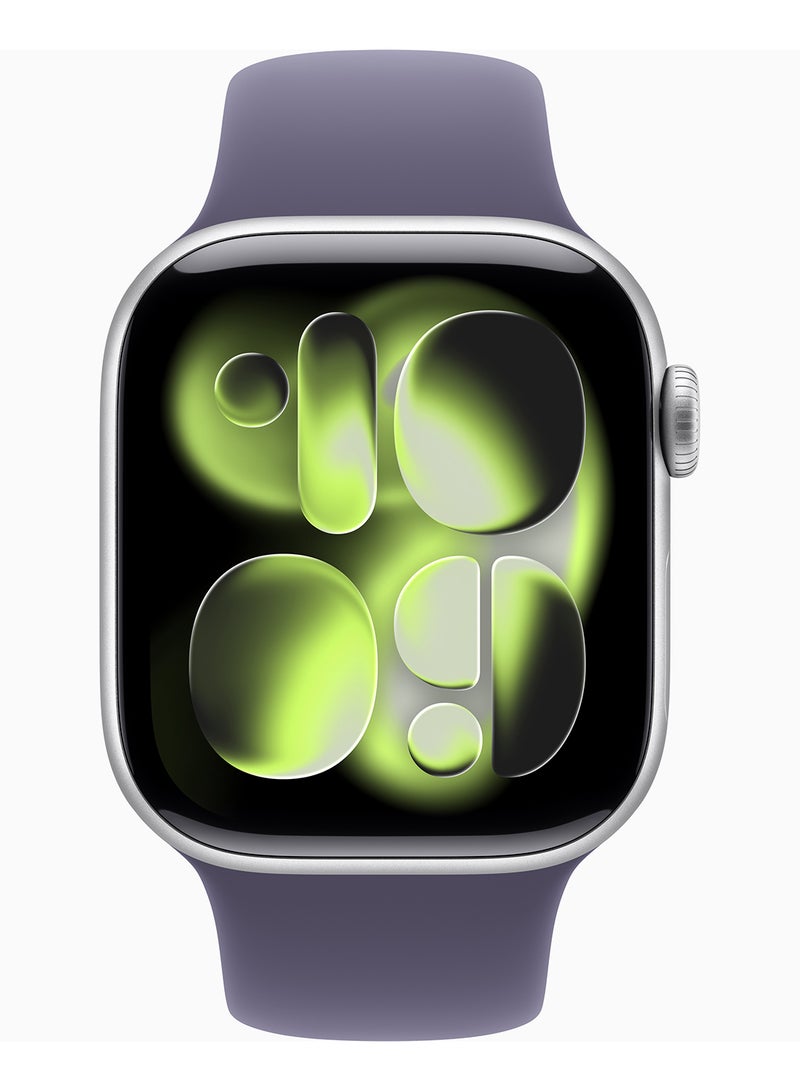 Apple Watch Series 11 GPS + Cellular 42mm (TDRA Version) Silver Aluminium Case With Purple Fog Sport Band - M/L - Image 2