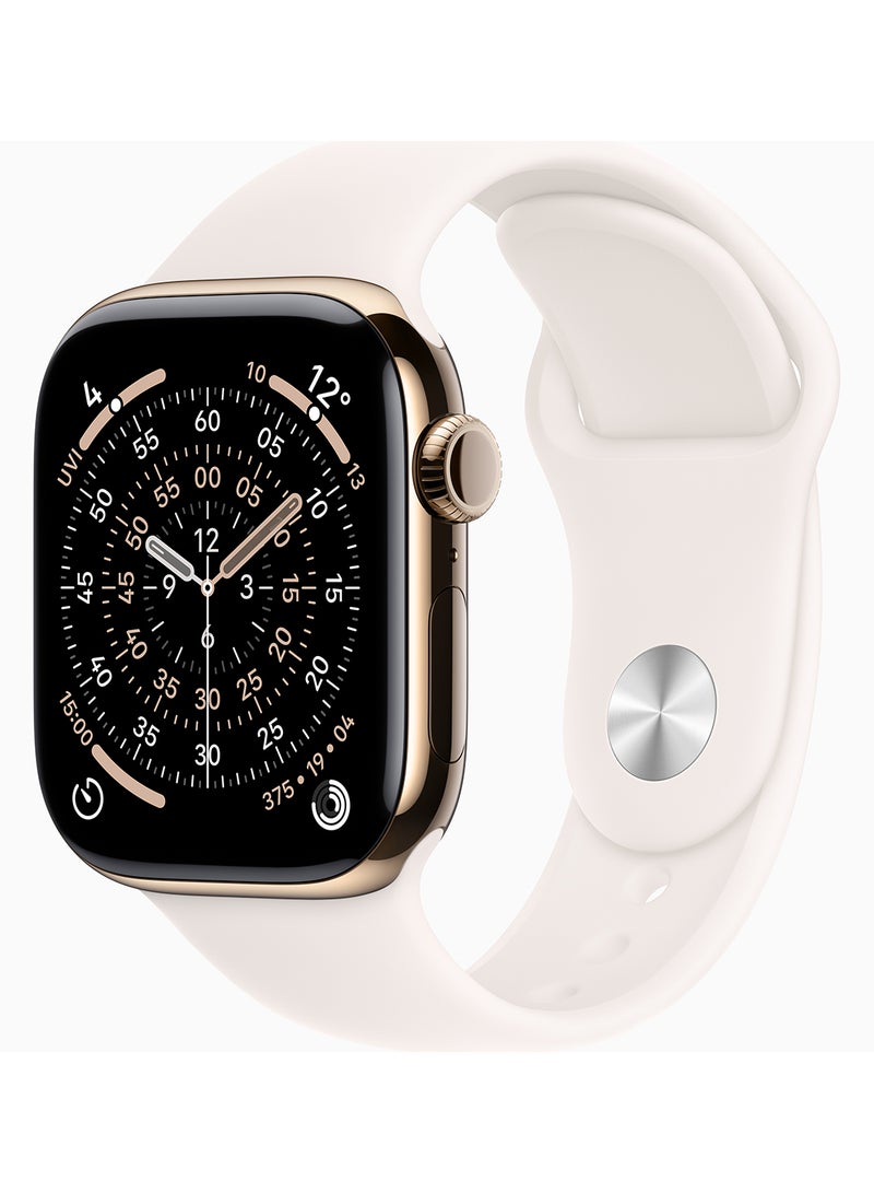 Apple Watch Series 11 GPS + Cellular 42mm (TDRA Version) Gold Titanium Case With Light Blush Sport Band - M/L - Image 1