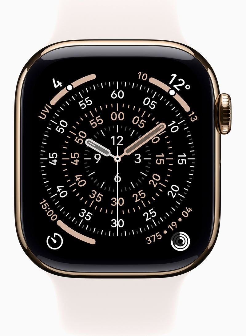 Apple Watch Series 11 GPS + Cellular 42mm (TDRA Version) Gold Titanium Case With Light Blush Sport Band - M/L - Image 2