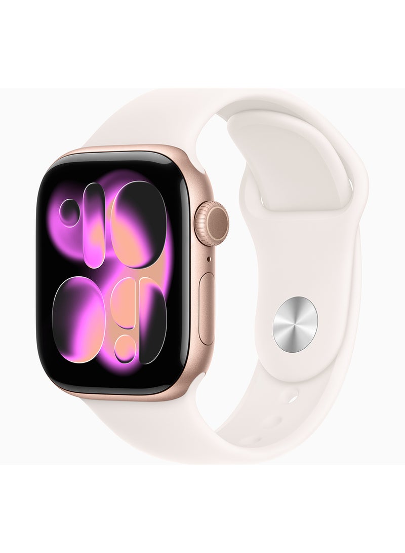 Apple Watch Series 11 GPS + Cellular 42mm Rose Gold Aluminium Case With Light Blush Sport Band - S/M - Image 1