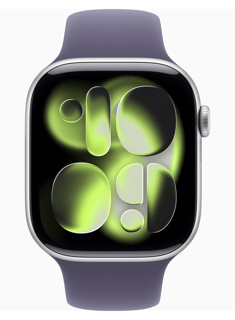 Apple Watch Series 11 GPS + Cellular 46mm (TDRA Version) Silver Aluminium Case With Purple Fog Sport Band - S/M - Image 2