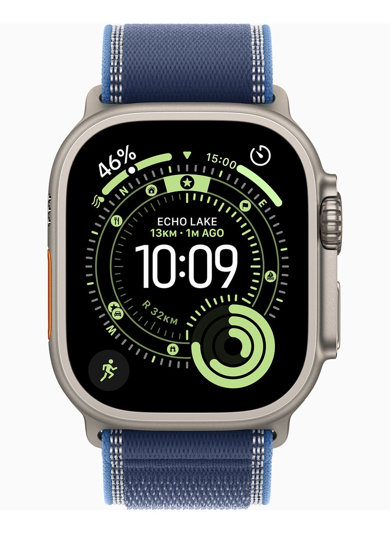 Apple Watch Ultra 3 GPS + Cellular 49mm Natural Titanium Case With Blue/Bright Blue Trail Loop - S/M - Image 2