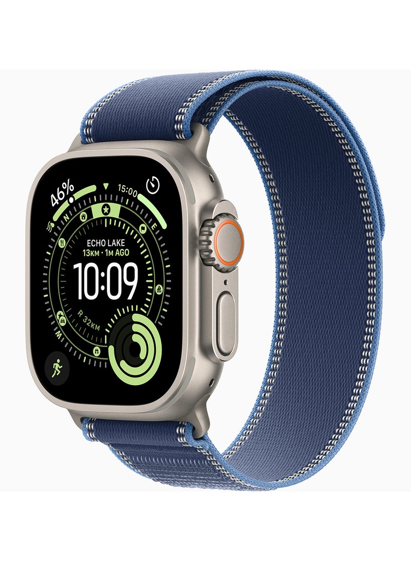 Apple Watch Ultra 3 GPS + Cellular 49mm Natural Titanium Case With Blue/Bright Blue Trail Loop - S/M - Image 1