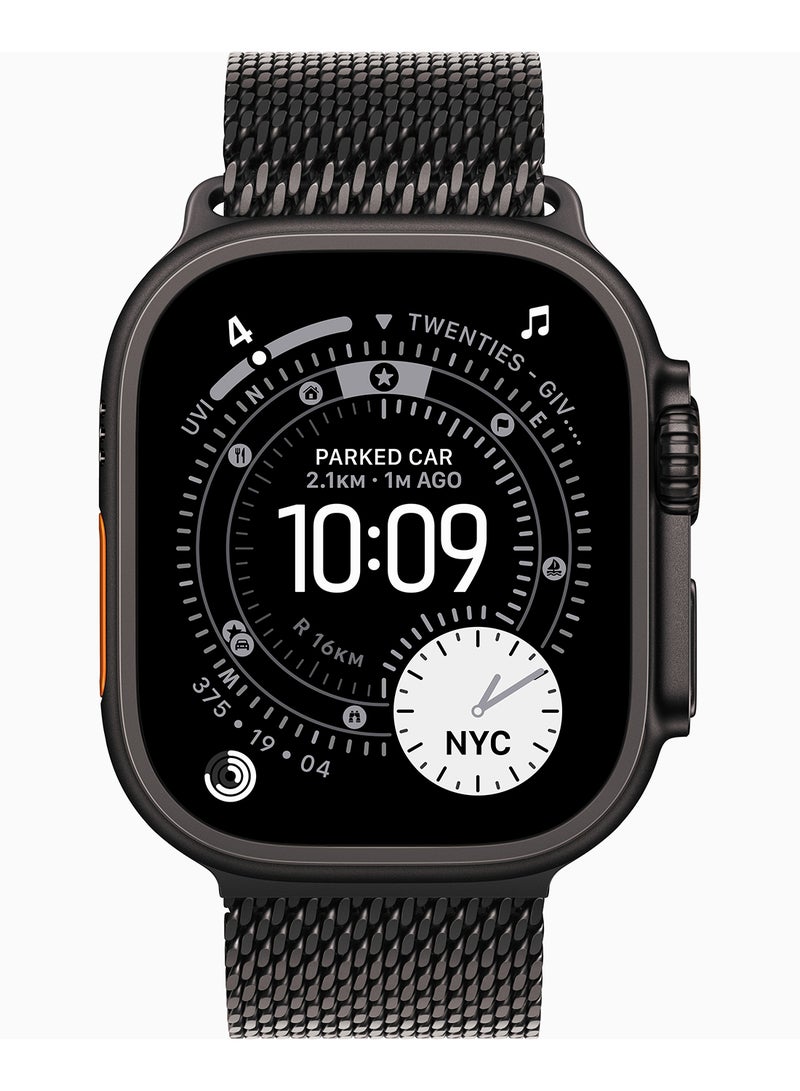 ابل  Apple Watch Ultra 3 GPS + Cellular 49mm (TDRA Version) Black Titanium Case With Black Titanium Milanese Loop - Small - Image 2