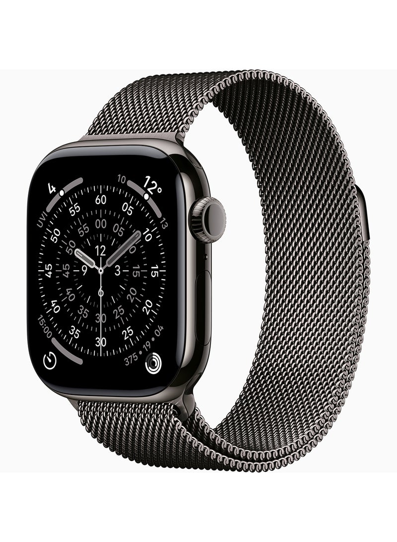Apple Watch Series 11 GPS + Cellular 42mm (TDRA Version) Slate Titanium Case With Slate Milanese Loop - Image 1