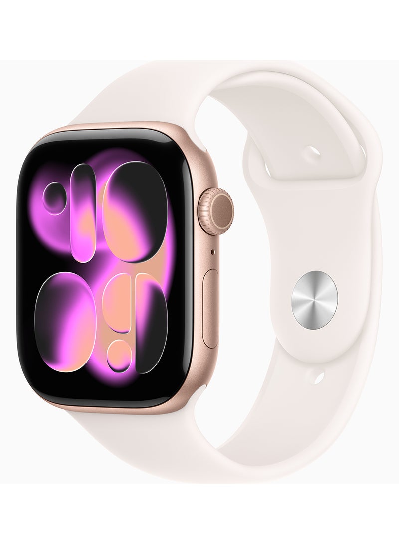 Apple Watch Series 11 GPS 46mm Rose Gold Aluminium Case With Light Blush Sport Band - M/L - Image 1