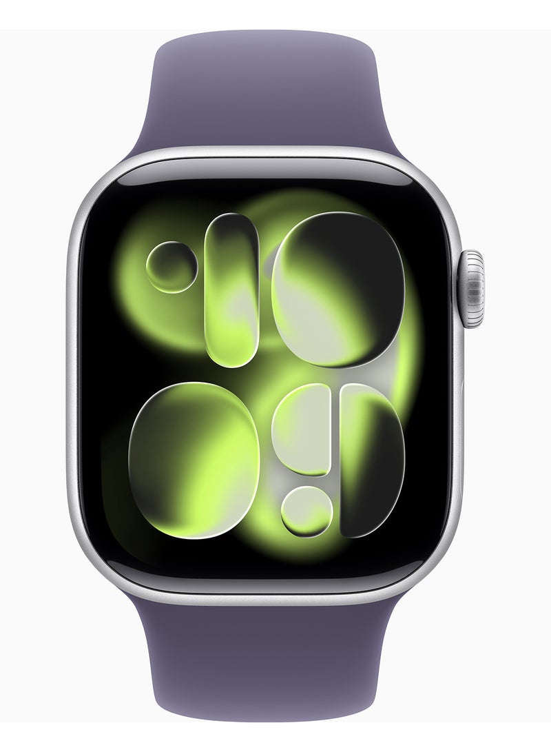 Apple Watch Series 11 GPS 42mm Silver Aluminium Case With Purple Fog Sport Band - S/M - Image 2