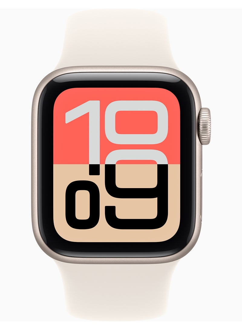 Apple Watch SE 3 GPS 40mm Starlight Aluminium Case With Starlight Sport Band - S/M - Image 2