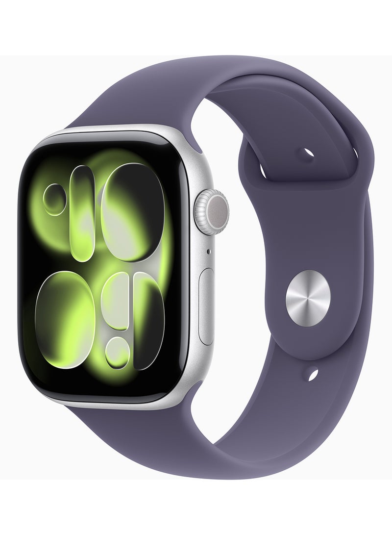 Apple Watch Series 11 GPS + Cellular 46mm Silver Aluminium Case With Purple Fog Sport Band - M/L - Image 1