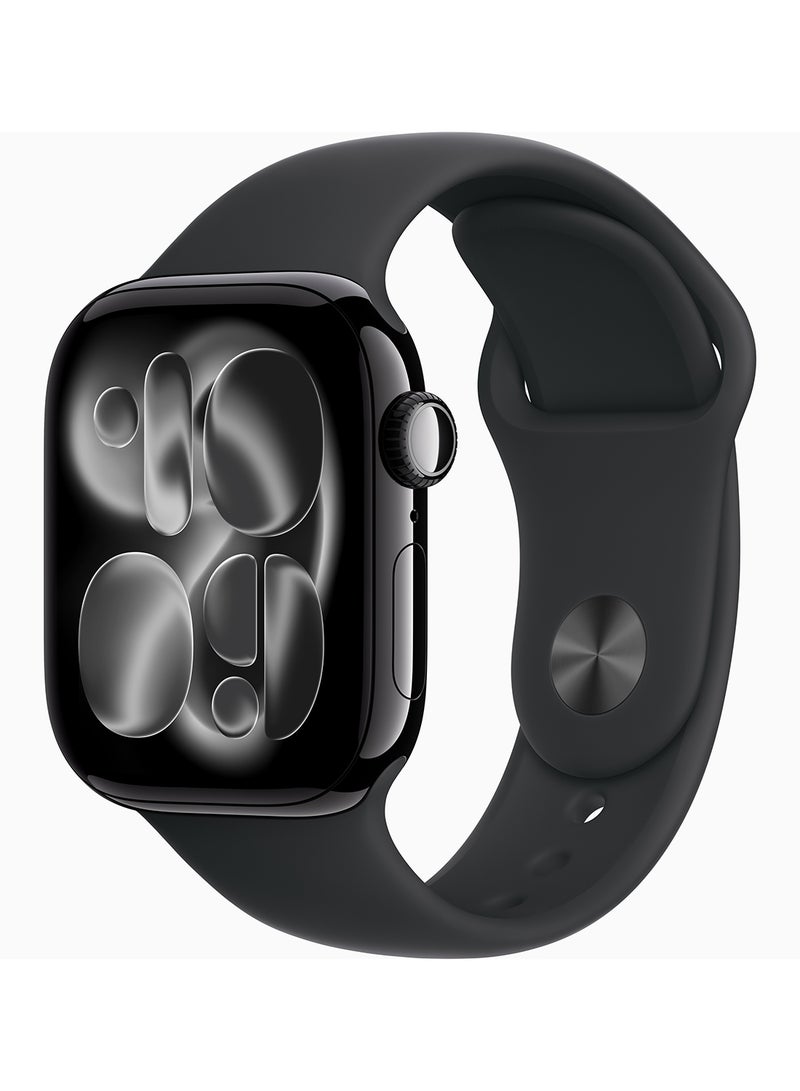 Apple Watch Series 11 GPS + Cellular 42mm Jet Black Aluminium Case With Black Sport Band - S/M - Image 1