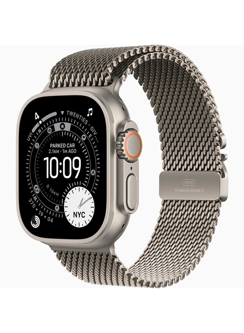 Apple Apple Watch Ultra 3 GPS + Cellular 49mm (TDRA Version) Natural Titanium Case With Natural Titanium Milanese Loop - Small - Image 1