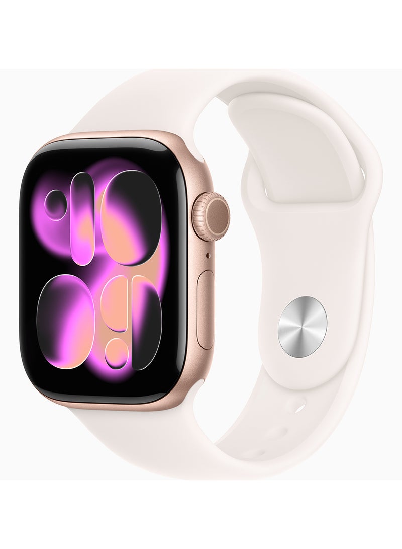 Apple Watch Series 11 GPS + Cellular 42mm (TDRA Version) Rose Gold Aluminium Case With Light Blush Sport Band - M/L - Image 1