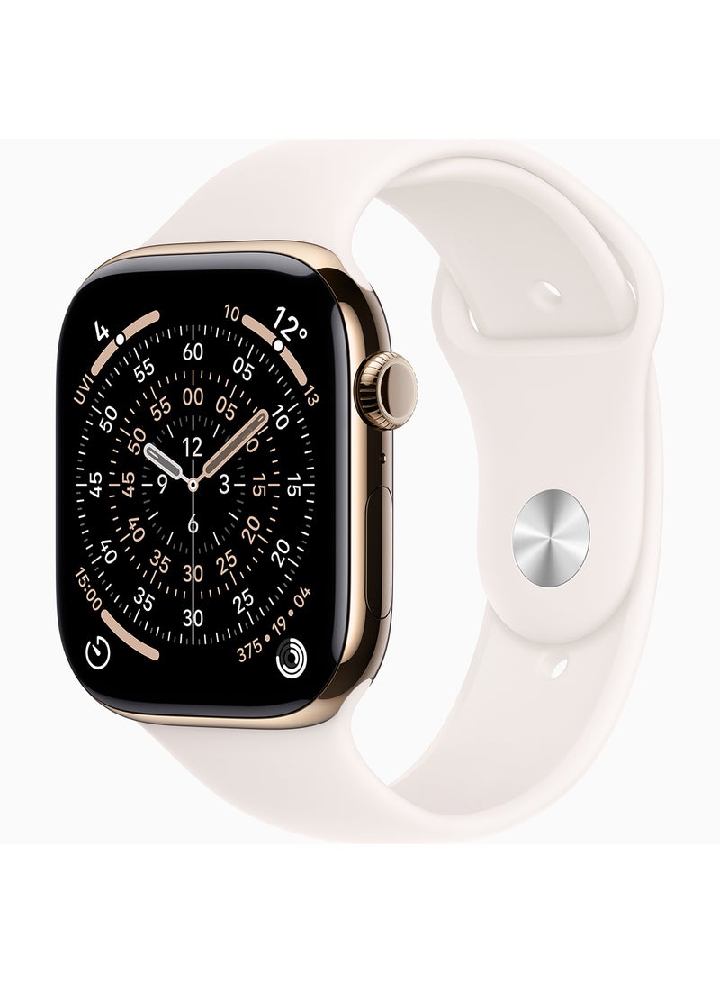 Apple Watch Series 11 GPS + Cellular 46mm (TDRA Version) Gold Titanium Case With Light Blush Sport Band - M/L - Image 1