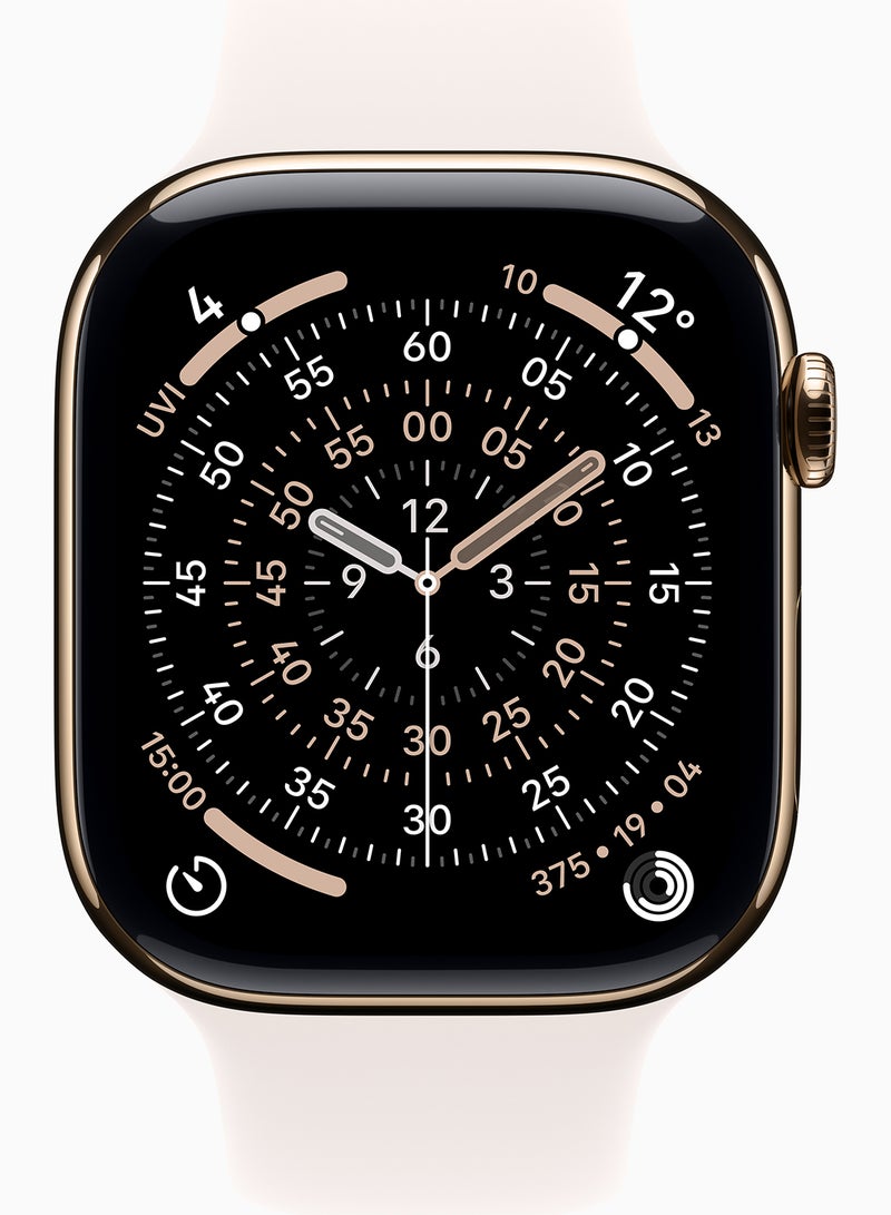 Apple Watch Series 11 GPS + Cellular 46mm (TDRA Version) Gold Titanium Case With Light Blush Sport Band - M/L - Image 2