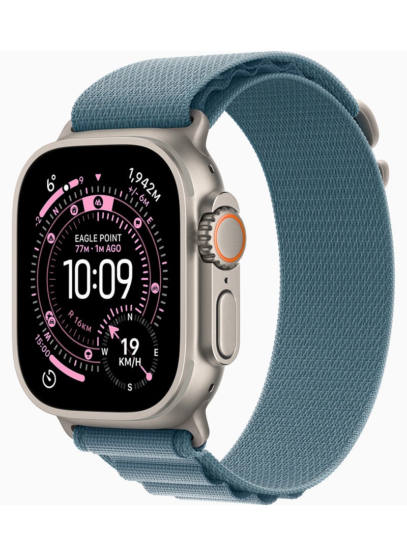 Apple Watch Ultra 3 GPS + Cellular 49mm Natural Titanium Case With Light Blue Alpine Loop - Small - Image 1