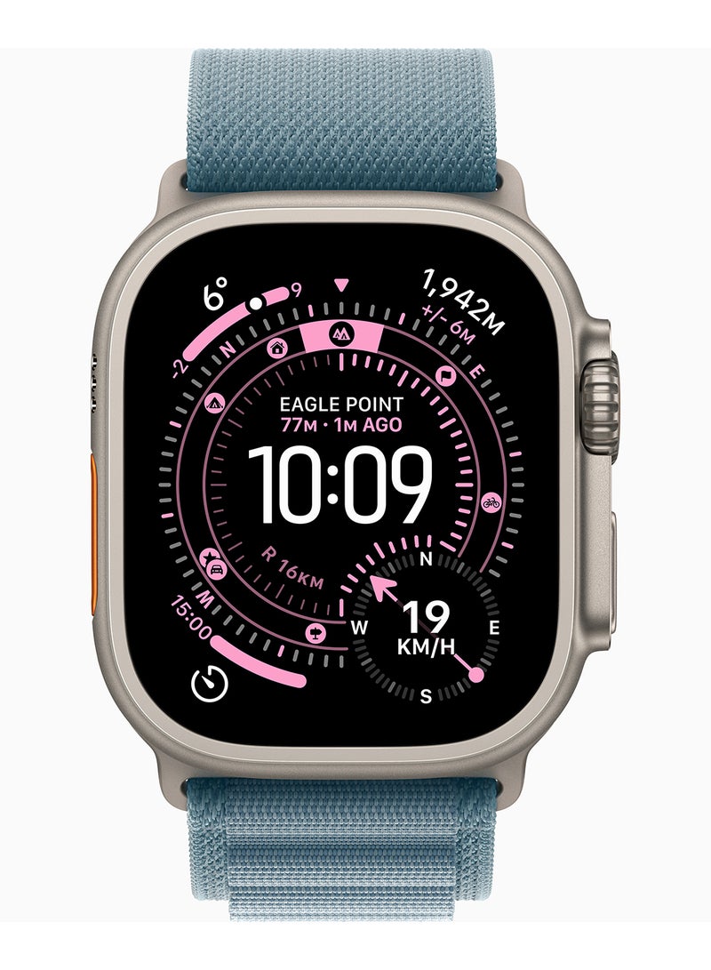 Apple Watch Ultra 3 GPS + Cellular 49mm Natural Titanium Case With Light Blue Alpine Loop - Small - Image 2