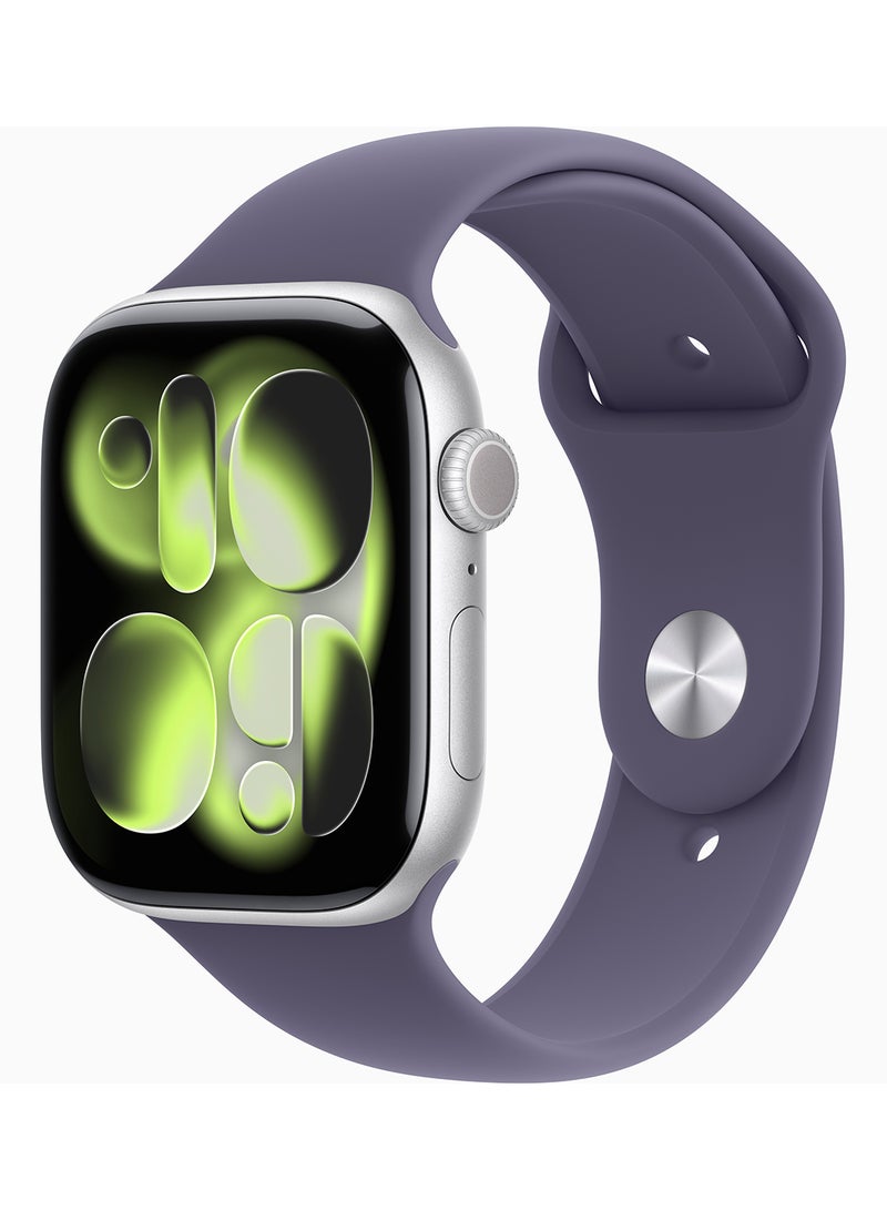 Apple Watch Series 11 GPS 46mm Silver Aluminium Case With Purple Fog Sport Band - S/M - Image 1