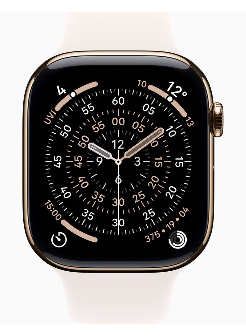 Apple Watch Series 11 GPS + Cellular 46mm (TDRA Version) Gold Titanium Case With Light Blush Sport Band - S/M - Image 2