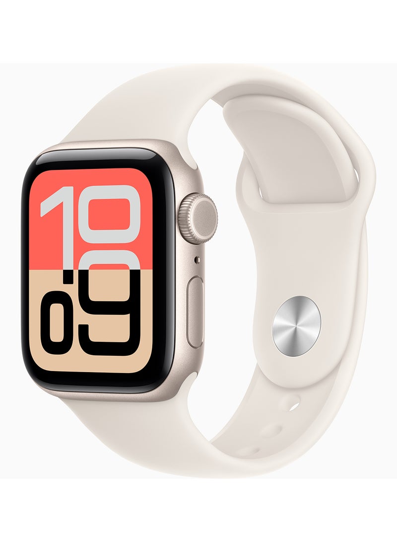 Apple Apple Watch SE 3 GPS + Cellular 40mm (TDRA Version) Starlight Aluminium Case With Starlight Sport Band - S/M - Image 1