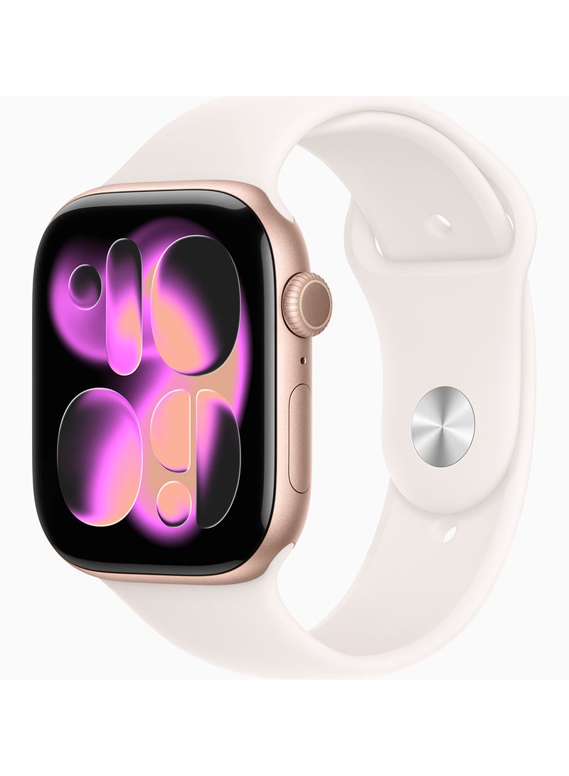 Apple Watch Series 11 GPS + Cellular 46mm (TDRA Version) Rose Gold Aluminium Case With Light Blush Sport Band - M/L - Image 1