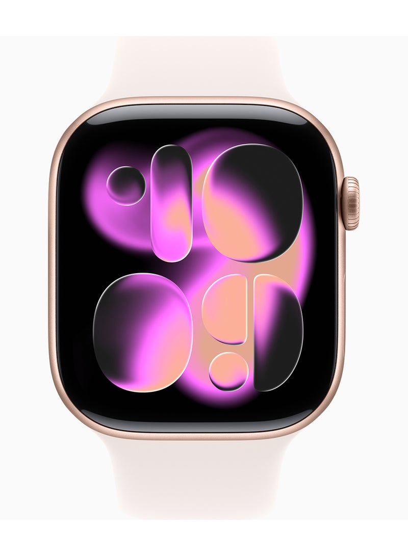 Apple Watch Series 11 GPS 46mm Rose Gold Aluminium Case With Light Blush Sport Band - S/M - Image 2