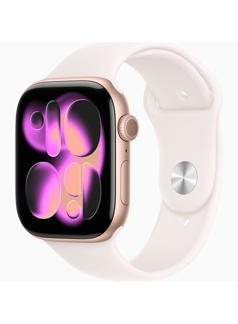 Apple Watch Series 11 GPS 46mm Rose Gold Aluminium Case With Light Blush Sport Band - S/M - Image 1