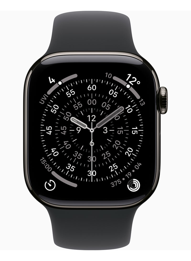Apple Watch Series 11 GPS + Cellular 42mm (TDRA Version) Slate Titanium Case With Black Sport Band Slate Case - M/L - Image 2