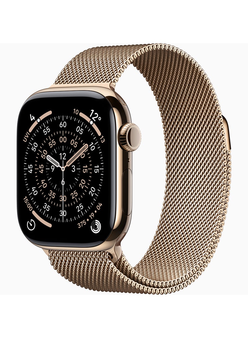Apple Watch Series 11 GPS + Cellular 42mm Gold Titanium Case With Gold Milanese Loop - Image 1