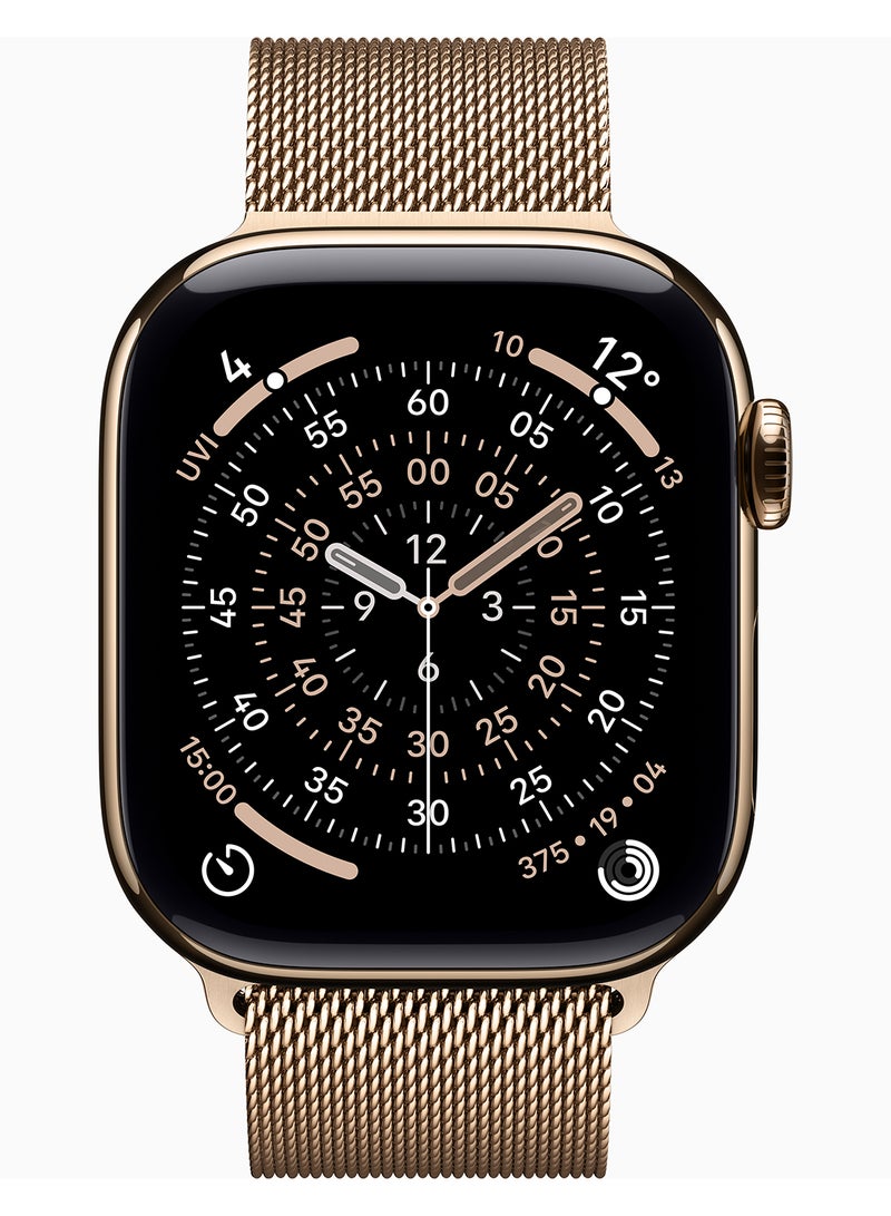 Apple Watch Series 11 GPS + Cellular 42mm Gold Titanium Case With Gold Milanese Loop - Image 2