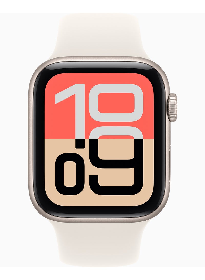 Apple Watch SE 3 GPS 44mm Starlight Aluminium Case With Starlight Sport Band - S/M - Image 2
