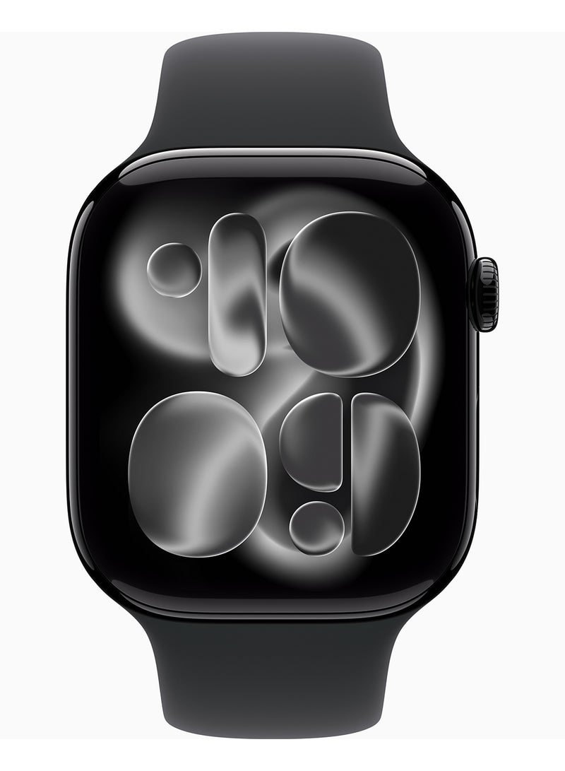 Apple Watch Series 11 GPS + Cellular 46mm Jet Black Aluminium Case With Black Sport Band - M/L - Image 2