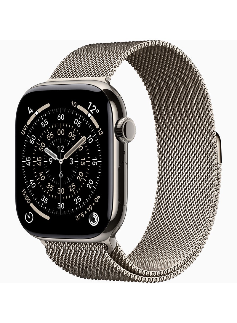 Apple Watch Series 11 GPS + Cellular 46mm (TDRA Version) Natural Titanium Case With Natural Milanese Loop - M/L - Image 1