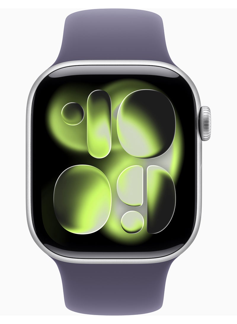 Apple Watch Series 11 GPS + Cellular 42mm (TDRA Version) Silver Aluminium Case With Purple Fog Sport Band - S/M - Image 2