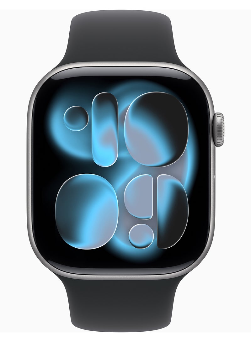 Apple Watch Series 11 GPS + Cellular 46mm (TDRA Version) Space Grey Aluminium Case With Black Sport Band SG Case - S/M - Image 2