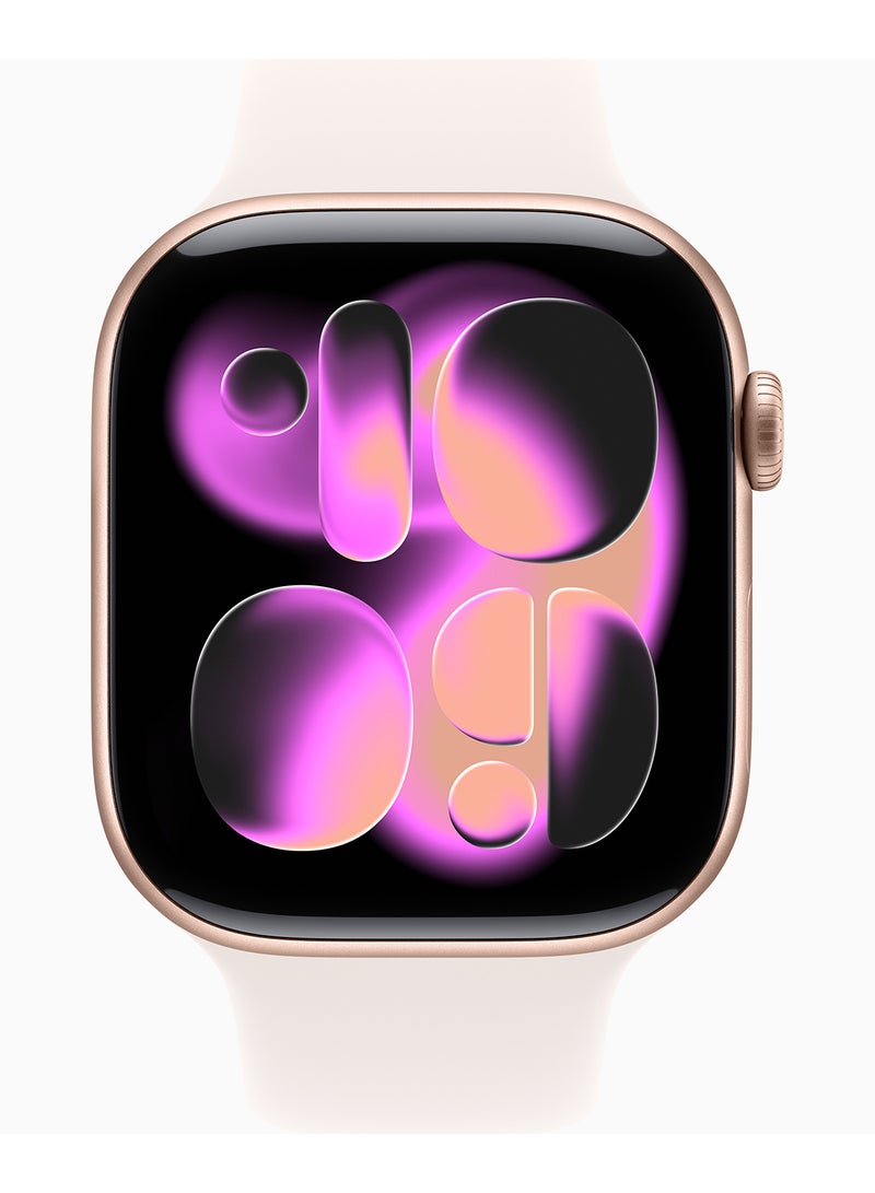 Apple Watch Series 11 GPS + Cellular 46mm (TDRA Version) Rose Gold Aluminium Case With Light Blush Sport Band - S/M - Image 2