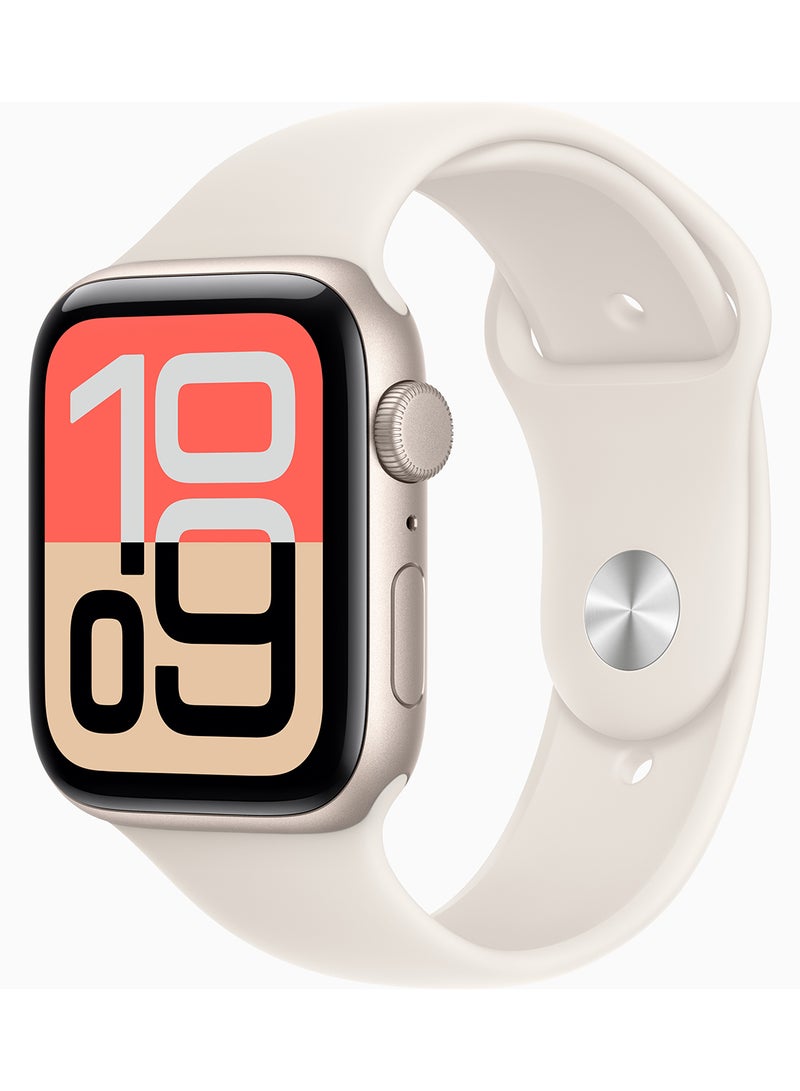 Apple Watch SE 3 GPS 44mm Starlight Aluminium Case With Starlight Sport Band - M/L - Image 1