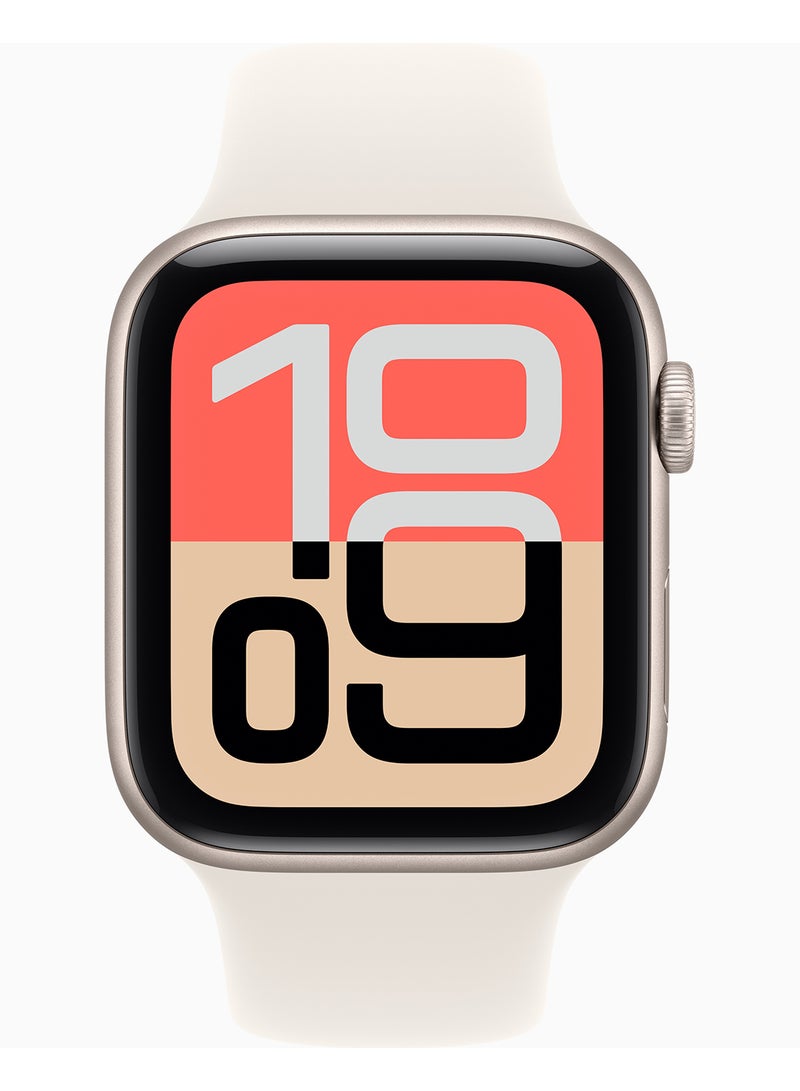 Apple Apple Watch SE 3 GPS + Cellular 44mm (TDRA Version) Starlight Aluminium Case With Starlight Sport Band - S/M - Image 2