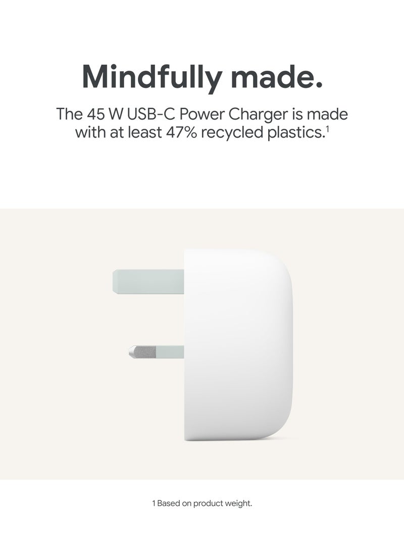 Google 45W USB C Power Charger 3 Pin - Fast-Charging Pixel Phone Charger Compatible with Google Products and Other USB-C devices White - Image 3