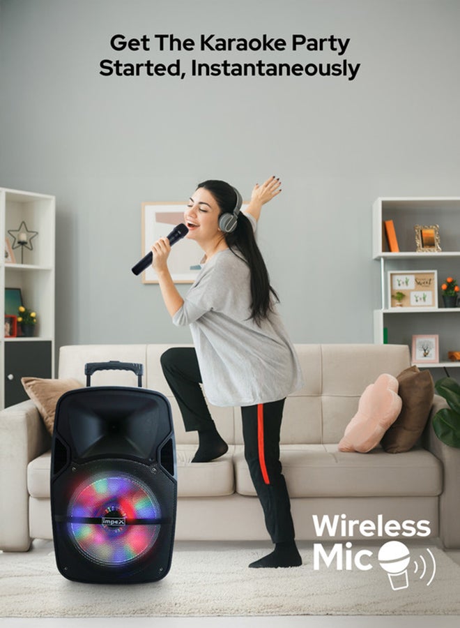 Impex ST 80A Multimedia Trolley Speaker System 2.0 | 55W RMS Output, Wireless Mic, USB/SD/FM, LED Lights, Remote Control, Rechargeable Battery, Wheel & Handle Support ST 80A Black - Image 5