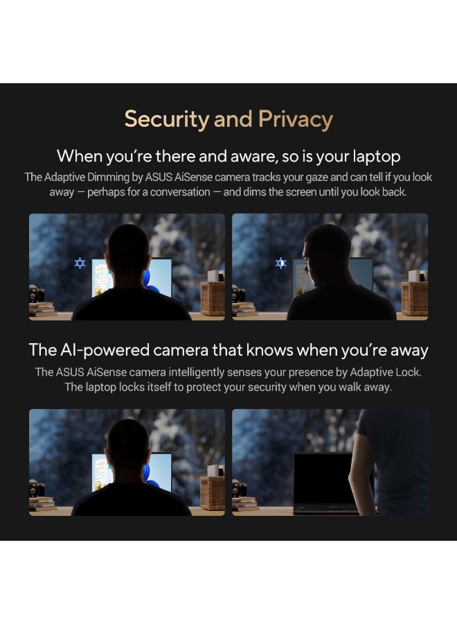 ASUS Vivobook S 14 Touchscreen Laptop With 14-Inch OLED Display, AMD Ryzen AI 9-365 Processor/32GB RAM/1TB SSD/Windows 11 Pro with Copilot Key Arabic Neutral Black Arabic Neutral Black - Image 4